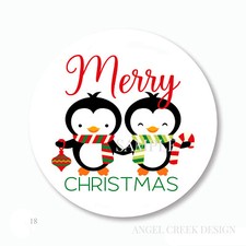 Merry Christmas Penguins Scrapbook Stickers Holiday Envelope Seals Labels