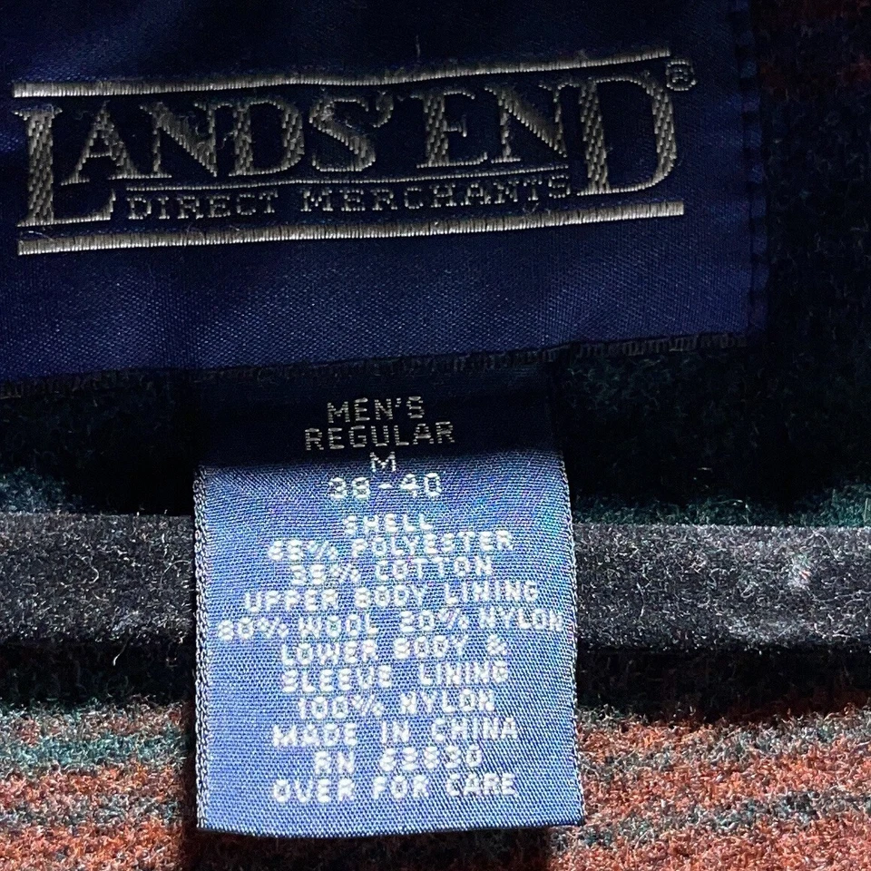 Lands End Parka Sz M Green Hooded Wool Lined Water Wind Resistant Winter Coat - Image 4 of 4