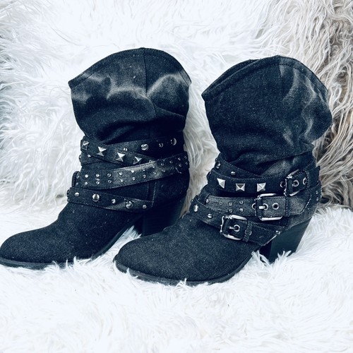 Report Black Gray Tie Dye Western Grunge Studded Ankle Boots 7.5 - Picture 5 of 10