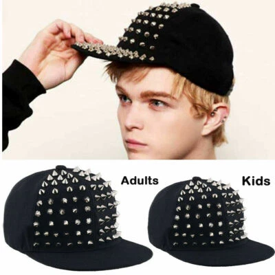 Boys Mens Rivet Baseball Cap Baby Kids Punk Rock Rapper Bboy Hiphop Snapback Hat
