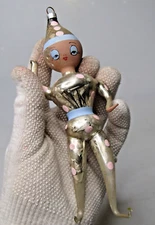 Vintage Glass PIERROT Circus Suit Figurine Christmas Ornament De Carlini Italy