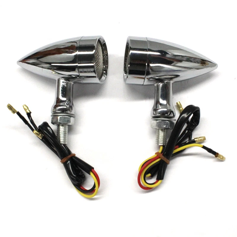 Señales de giro LED de cromo ámbar para motocicleta luces brillantes para correr bala Foto 3 de 4