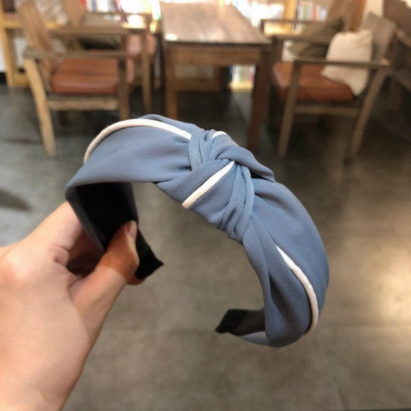 Bandas para el cabello con bisel de nudo superior - Tocado anudado cruzado accesorios para el cabello de mujer 1 pieza Se Foto 4 de 4