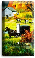 AMISH COUNTRY FARM BARN COWS HORSE CARRIAGE 1 GANG LIGHT SWITCH PLATE ROOM DECOR