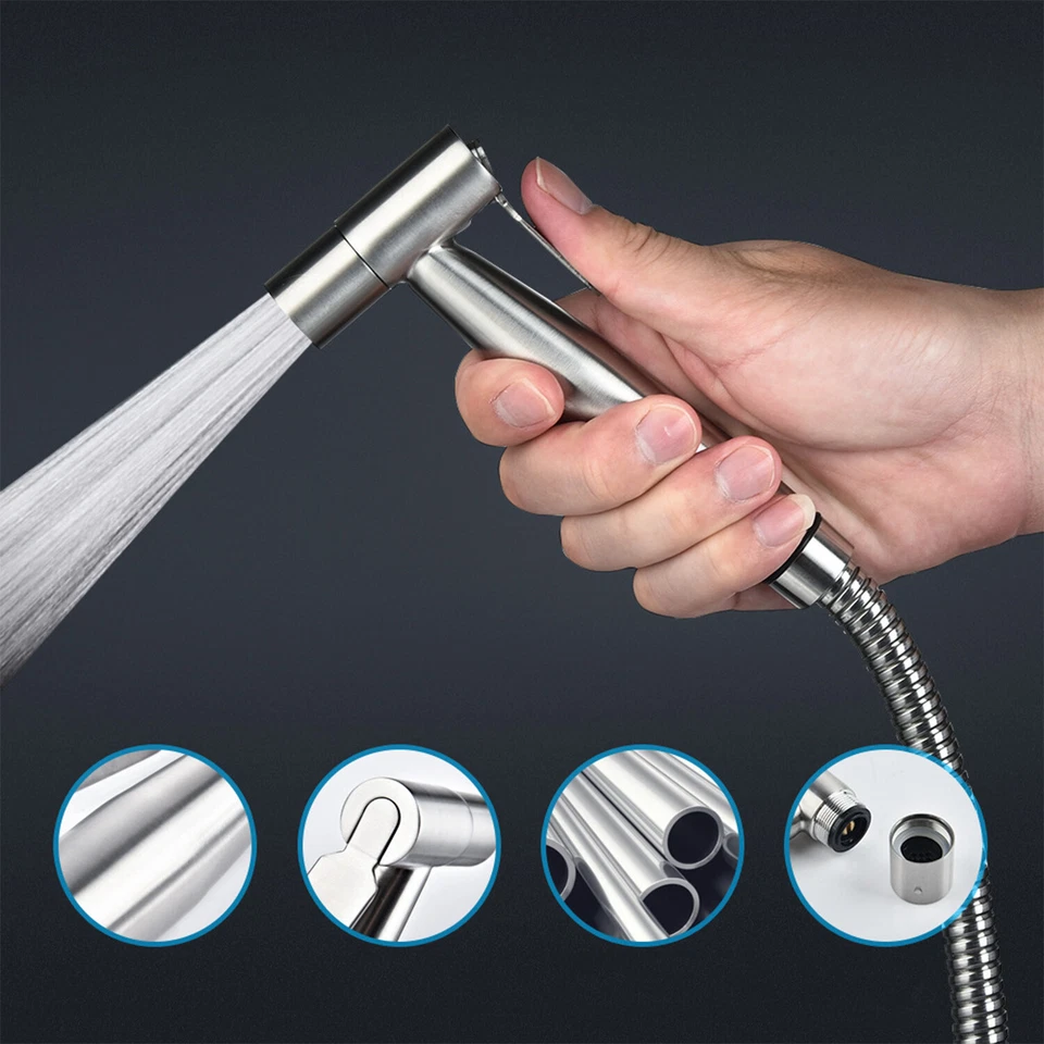 Bidet Brause mit Halter Edelstahl WC Hand Duschkopf Intim Hygiene Dusche Bad Set - Bild 3 von 4