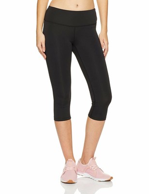 New Balance Women's Black, Core Capri Yoga Leggings with Reflective NB ...