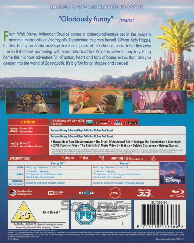 Zootropolis (3D) [Steelbook] (ohne dt.Ton) [Blu-ray] NEU / sealed - Bild 4 von 4