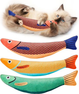 Cat Toys Saury Fish, 3 Pack, Catnip Crinkle Sound, Soft and Durable, Interactive