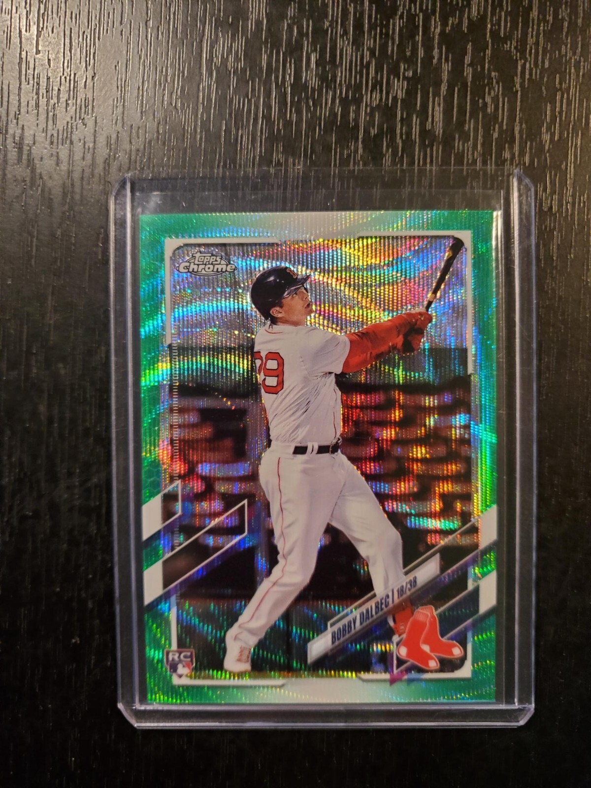 2021 TOPPS CHROME BOBBY DALBEC ROOKIE RC GREEN WAVE REFRACTOR 70/99 RED SOX