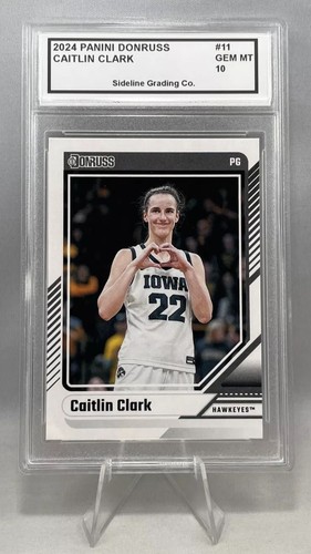Gema graduada Caitlin Clark como nueva 10 2024 Panini Donruss Iowa ojo de halcón corazón icónico - Imagen 2 de 3