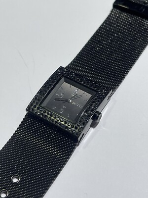 DKNY Donna Karan New York Square Mother of Pearl Dial Black‎ Leather Watch DKNY Donna Karan New York Black Leather Silver Tone Watch  main image 2