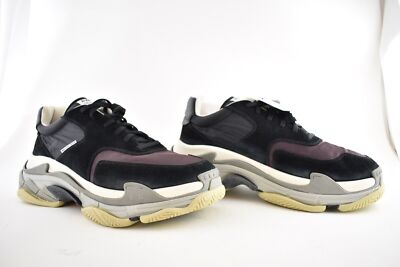 Balenciaga Triple S Mens V2 Black Burgundy Nylon Speed Trainer
