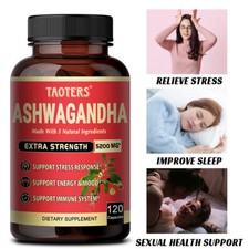 Organic Ashwagandha with Black Pepper 5200mg Caps, Natural Anti-Anxiety Relief