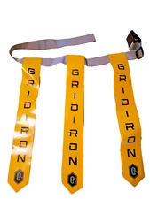 3 Flag - Pull Away Flag Football Belt - Yellow Flags Grid Iron Silver 34" Length