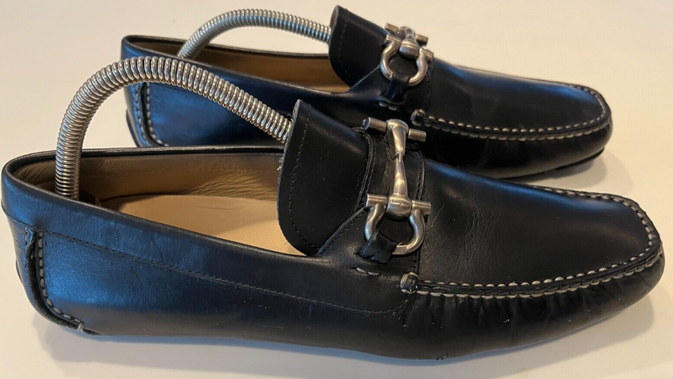 Mens Designer Ferragamo Loafers Driving Shoe Black SlipOn Sz 8.5 D eBay