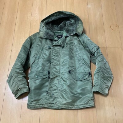 Alpha Industries N-3B Flight Jacket Military Outerwear Hooded Khaki Small