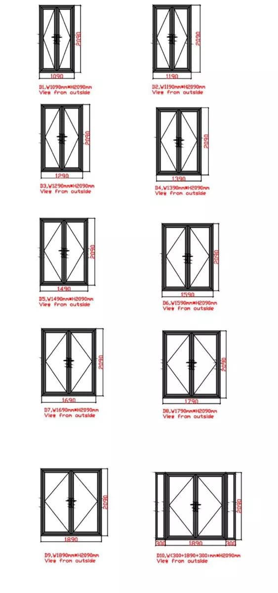 Standard Size uPVC French Doors