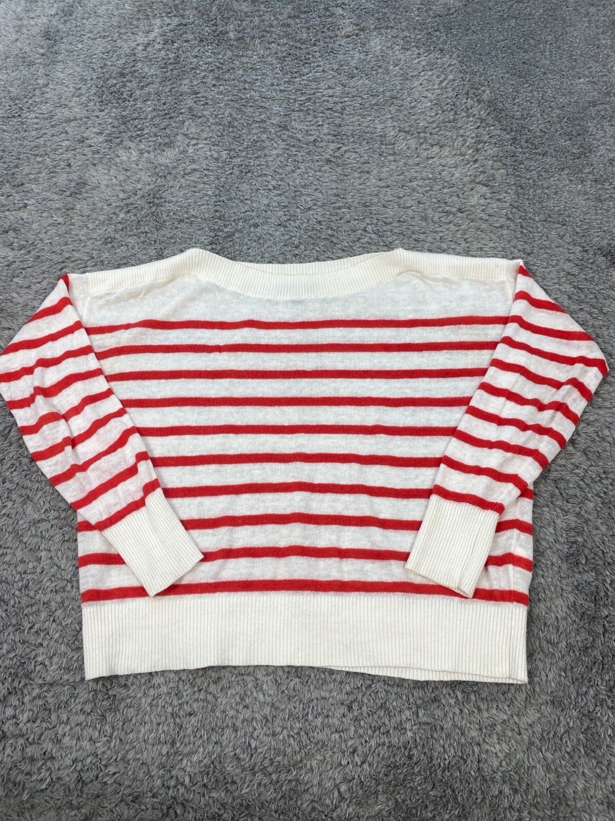 Banana Republic Womens Large Candy Cane Striped Linen Sweater with Raglan Sleeves