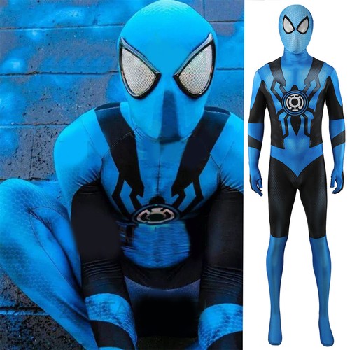 Blue Lantern Spider-Man Cosplay Jumpsuit Spiderman Costume Adult Kids Halloween - Picture 1 of 28