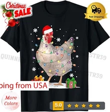 Chicken Christmas Tree Lights Funny Chicken Lover Xmas Farm T-Shirt.