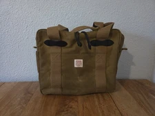 Filson Tin Cloth Zipper Tote Bag | Dark Tan | Bridle Leather Tabs | MSRP $199