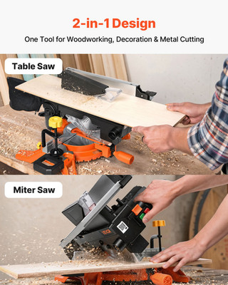 2-in-1 Compound Miter Table Saw 8-1/4'' Laser Wood Metal Cutter