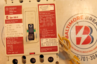 Westinghouse-Eaton EHD3100K/SNT1RP08K 3Pole 100Amp 250VDC 480VACCircuitBreaker