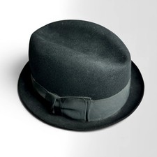 Adam New York Vintage Black Felt Fedora Hat Mens Size 7 Grosgrain Ribbon Band