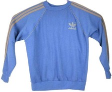 Adidas Sweatshirt Vintage 1970s Flocked Trefoil XL Blue Streetwear Made In USA