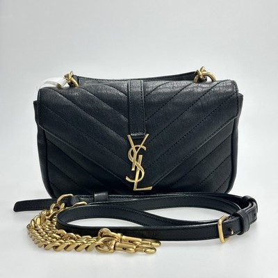 Saint Laurent College Black Gold Hardware Small Hand Carry Messenger Shoulder