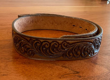 Justin Tooled Leather Belt Sz 30 No Buckle