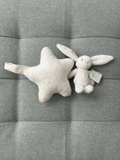 Jellycat Bashful Bunny Rabbit Musical Star Baby Pull Cord Cot Toy Beige Cream