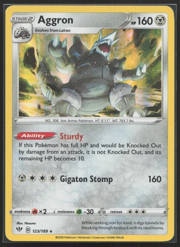 Aggron Darkness Ablaze 123/189 Holo Rare DAA Pokemon TCG Card NM