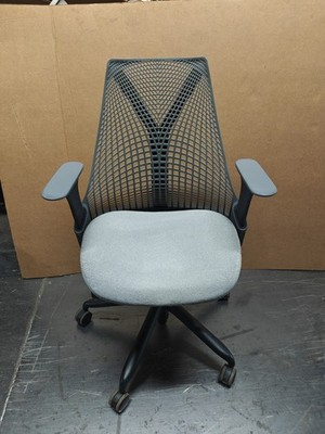 Black Sayl Office Desk Chair Herman Miller Fixed Arms Black Frame Grey Seat 