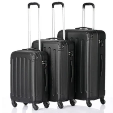 3 Piece Luggage Sets 3-in-1 Portable ABS Trolley Case 20" 24" 28" TSA Lock