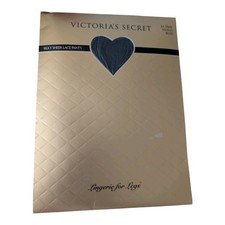 VINTAGE Victoria's Secret Pantyhose Silky Sheer MEDIUM Lace Panty Jet Black NEW