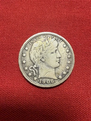 1906 D Barber Silver Quarter Good Condition Beautiful