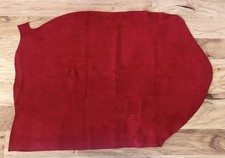 Bright Red Suede Leather Hide 34  x24  Cowhide Craft Upholstery Garment Soft