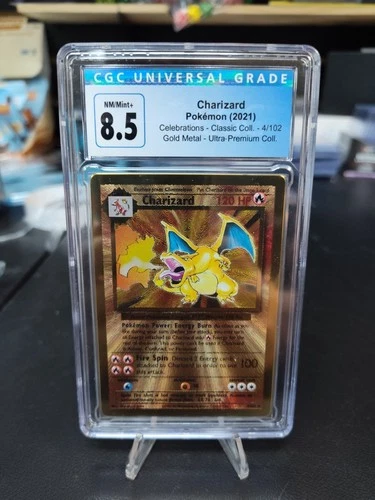 2021 Pokemon Celebrations Classic Gold Metal UPC #4 Charizard CGC 8.5 NM-MT+