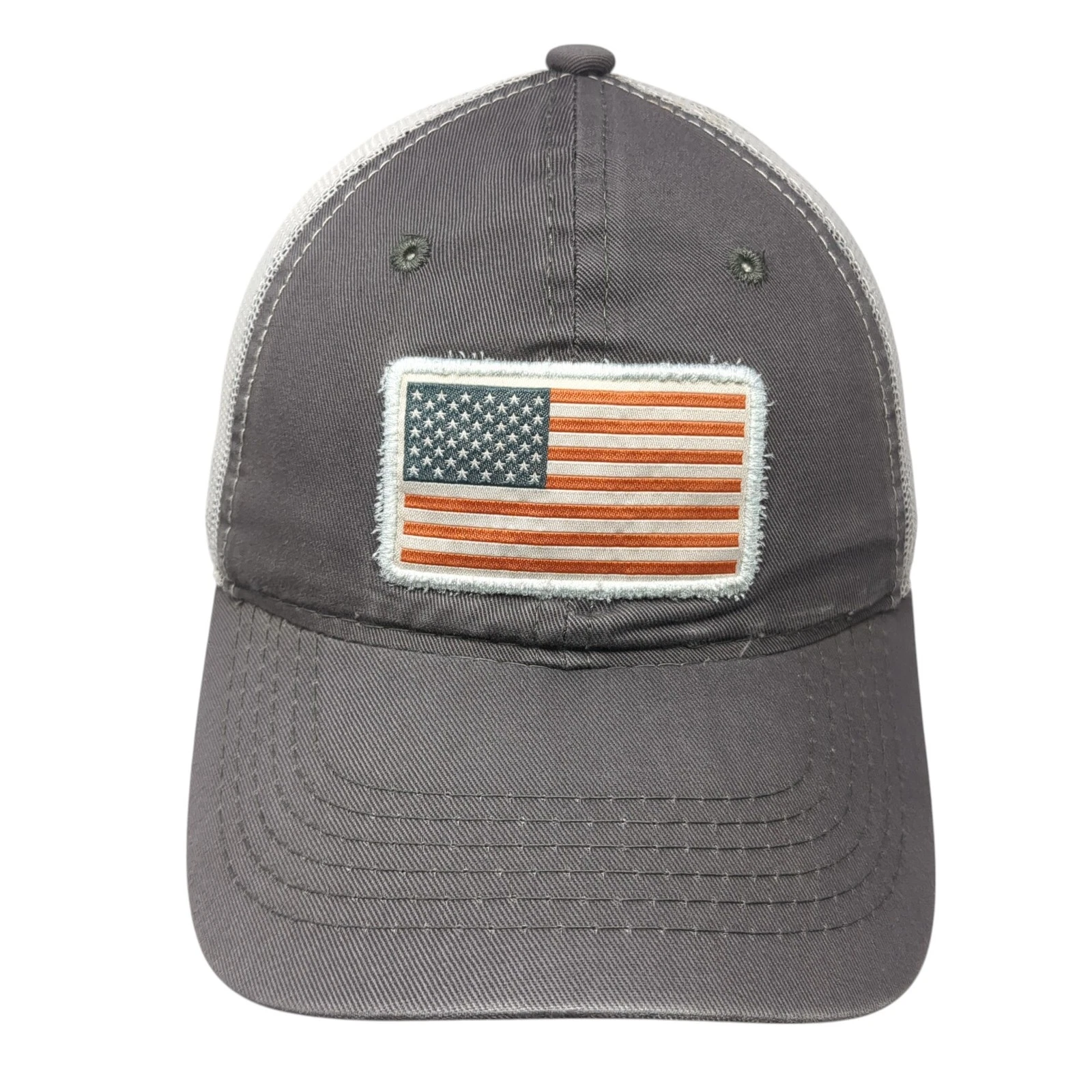 American Flag Snapback Trucker Hat Gray One Size Adjustable 6 Panel Outdoor Cap