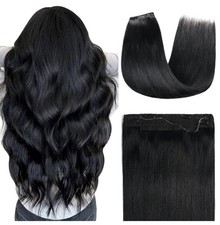 Yilite Wire Hair Extensions Human Hair 100 Remus Human Hair Jet Black 18  