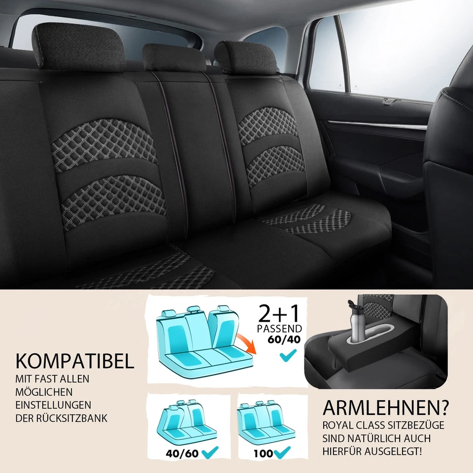 Car Seat Covers Protector Covers Fits Subaru Justy Black Gray Pilot 432L01KOM - Image 4 of 4