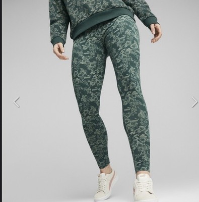 Puma Flower high-waisted leggings in a green floral print.