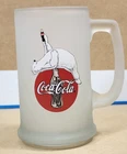 COCA-COLA Vintage 1998 Polar Bear Frosted Glass Beer Stein Mug 16oz Soda