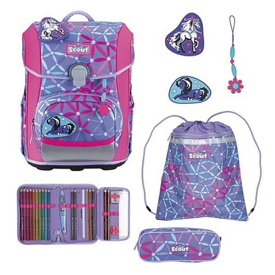 Schulranzen Jungen Scout NEO Pony Love 5-teiliges Set Schultasche