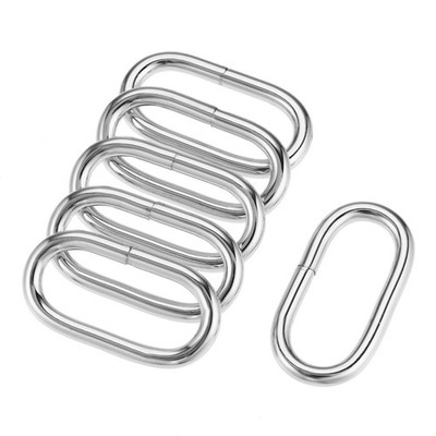 Metal Oval Ring Buckles 38x15mm for Bags Belts DIY Silver Tone 6pcs