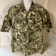 St Johns Bay Island Style Mens Hawaiian Aloha Shirt Multicolor Floral Large FS!