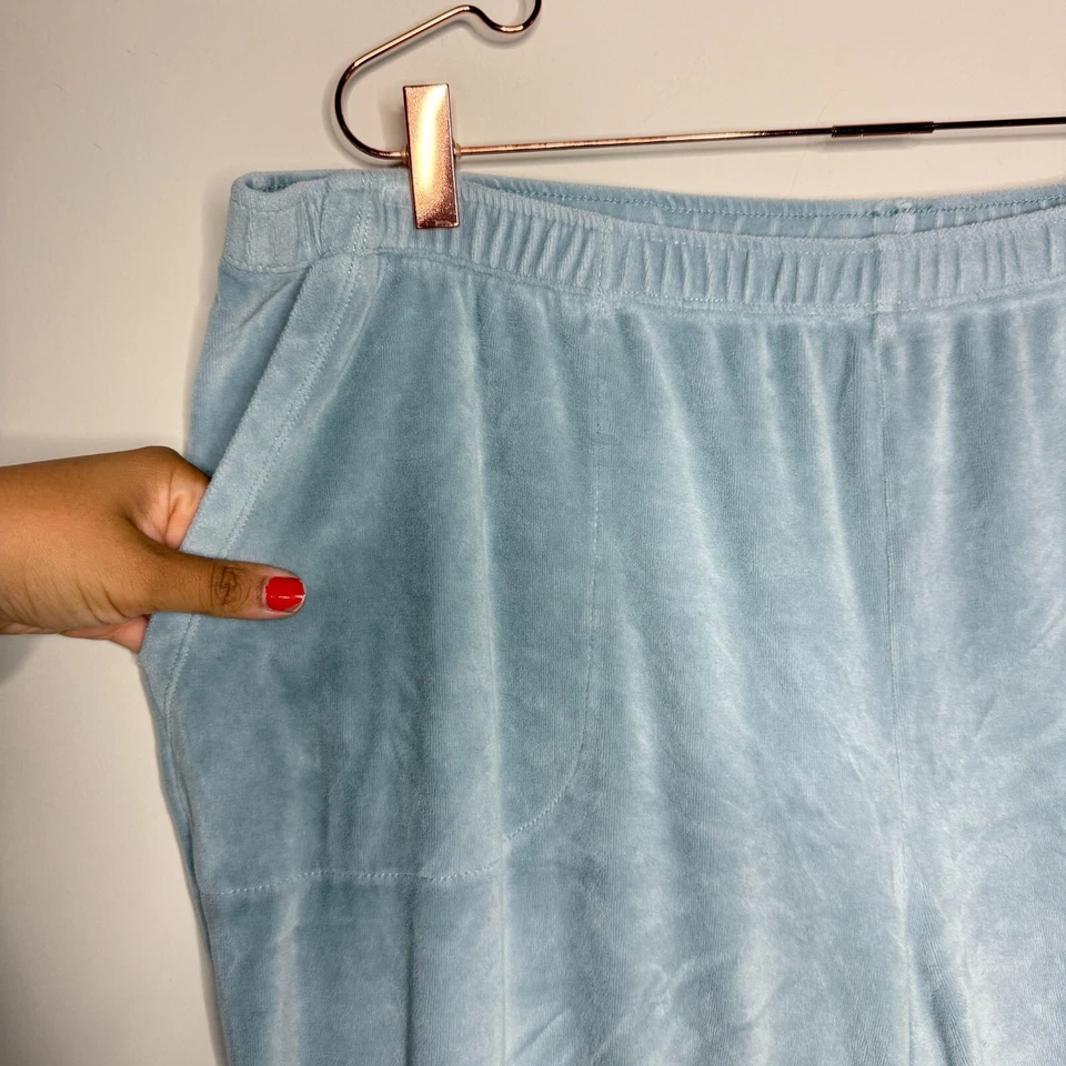 Aerie Womens Obsessed Velour Jogger XXL Light Blue Loungewear Cabincore Cozy - Image 4 of 4