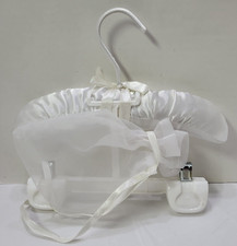 White Padded Satin Plastic Baby Child Clothes Hanger with Mesh Attached Bag