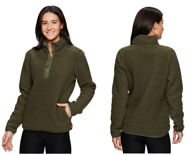 Avalanche 1/4 Zip Berber Fleece Pullover Sweater Olive Green